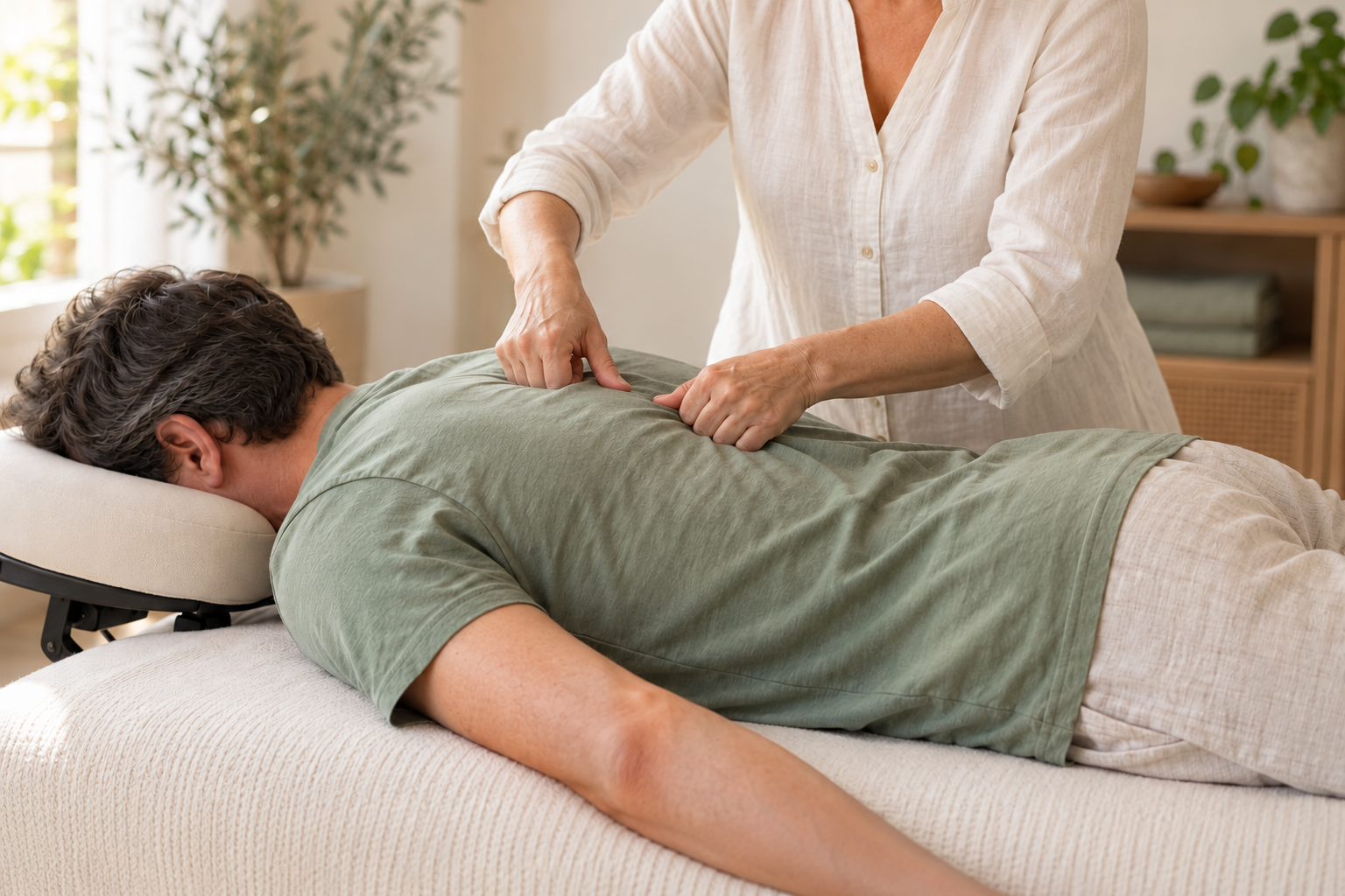 Gentle Bowen bodywork over comfortable clothing